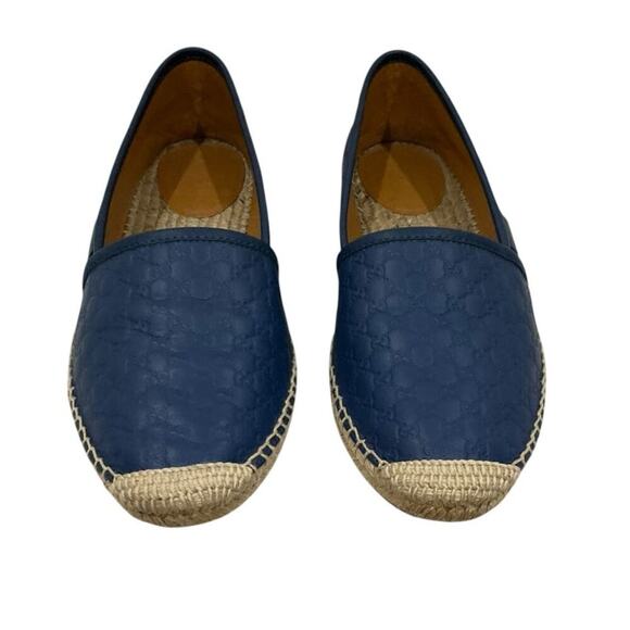 Gucci Microguccissima Blue Leather Espadrilles Size 8 GG Monogram Made in Spain - Picture 3 of 12